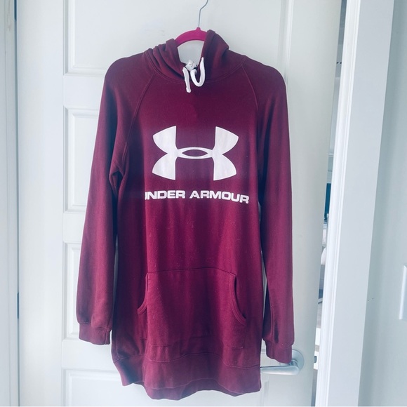 Under Armour Burgundy Long Sweater Hoodie Size  Small - Picture 9 of 10